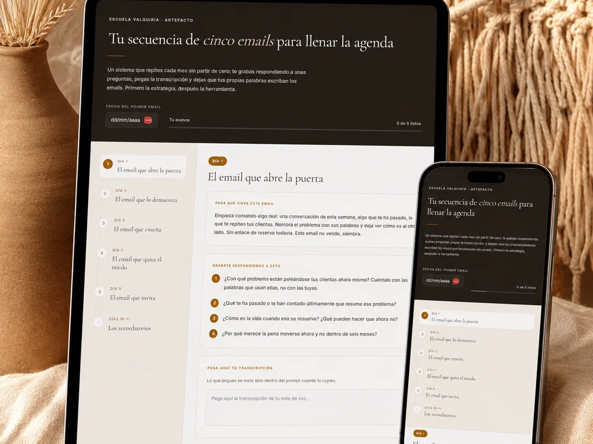 Artefacto para escribir tu secuencia de cinco emails